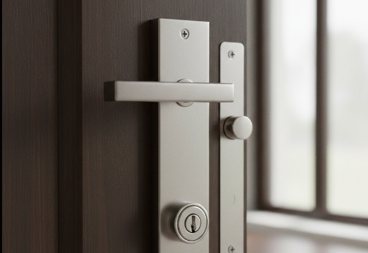 serrure d'une porte d'entrée bien installée