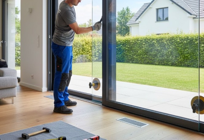 vitrier en train de change un double vitrage chez des particuliers