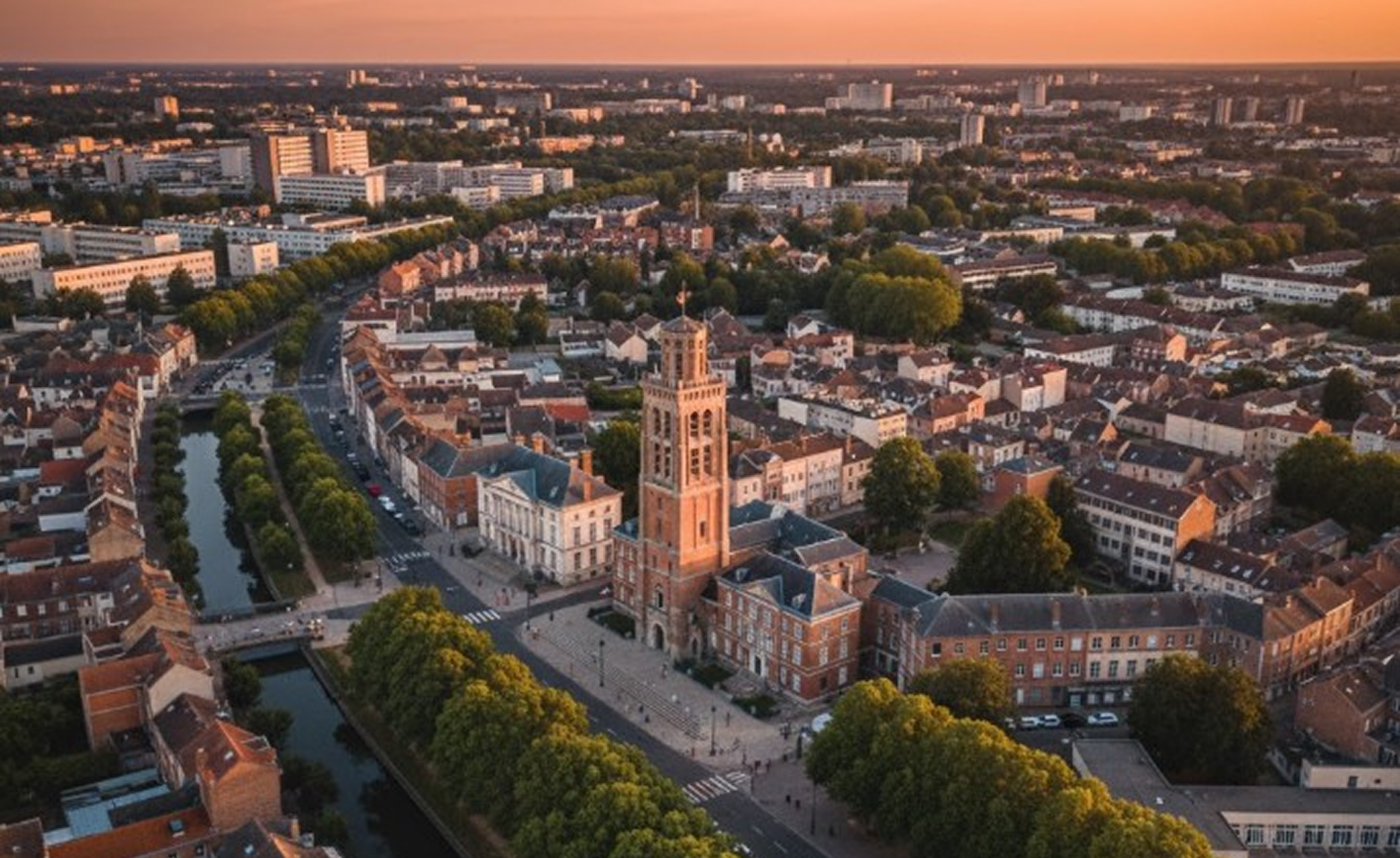 vue aérienne du centre-ville de Loos