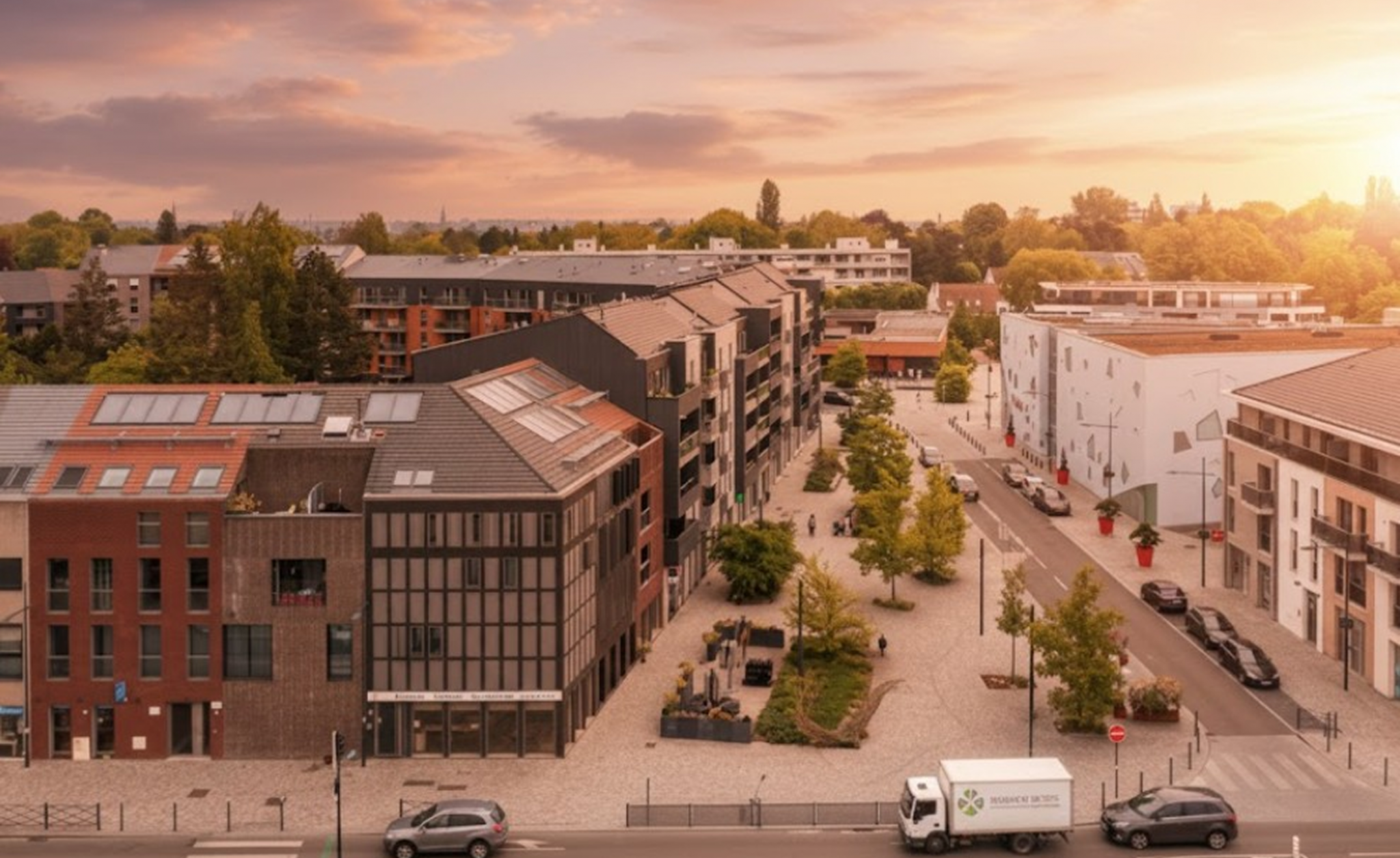 vue sur le centre ville de mouvaux