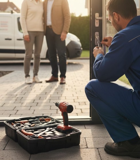 serrurier wattignies de dos en train de changer un serrure chez des particuliers