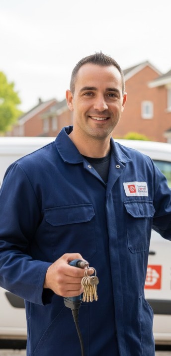 Serrurier Bondues souriant avec un jeu de clés à la main