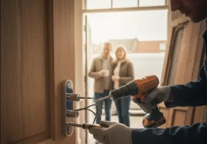 Serrurier Lambersart en train de changer une serrure chez des gens