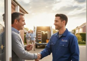 Serrurier Saint André qui sert la main à un client