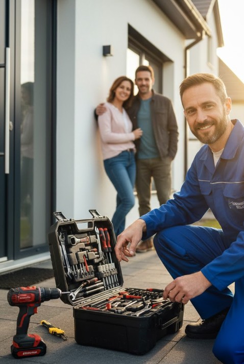 serrurier chez un particulier en souriant
